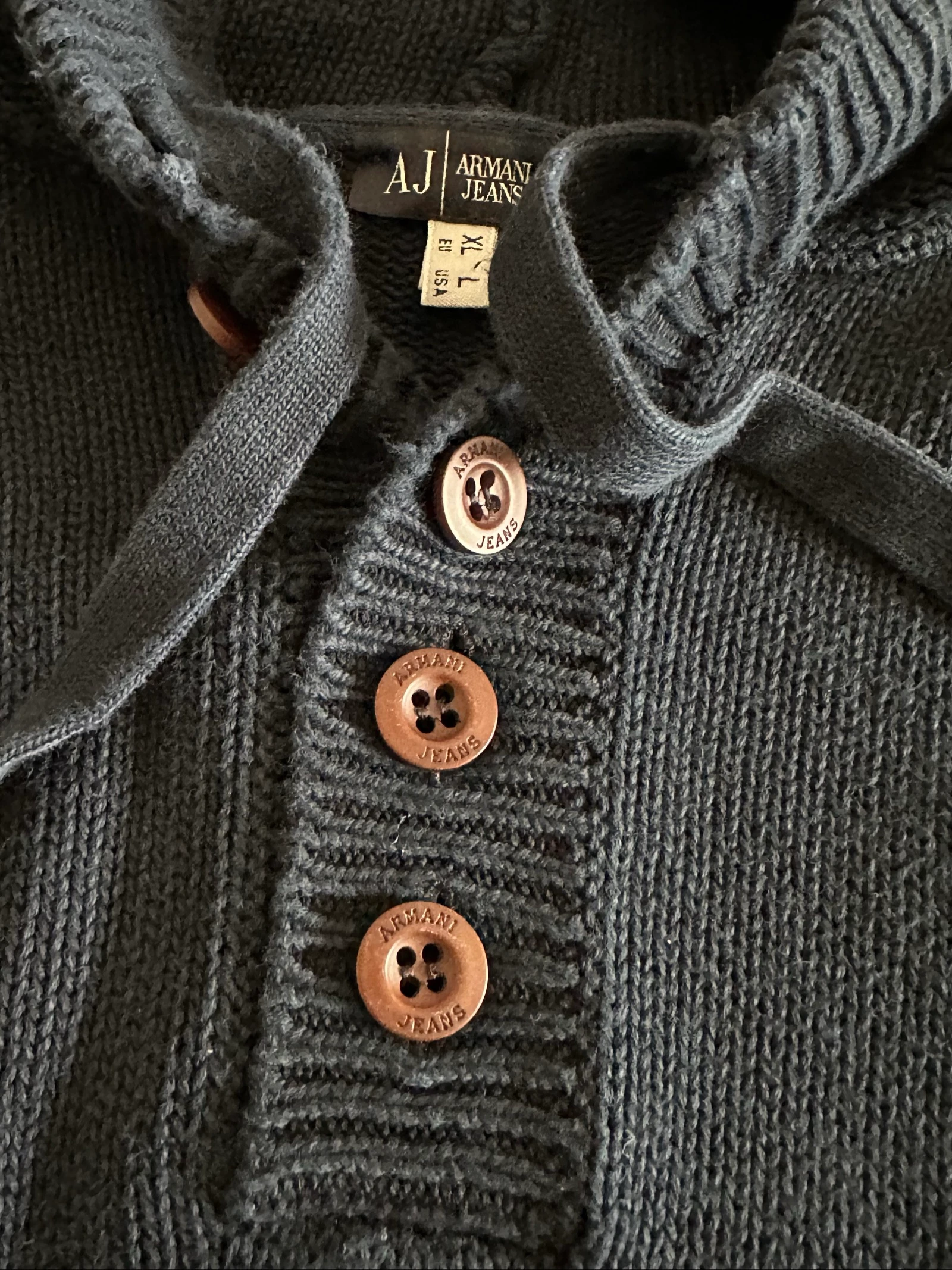 Armani Jeans Pull à Capuche 100% Coton Bleu Marine Taille XL – photo 6